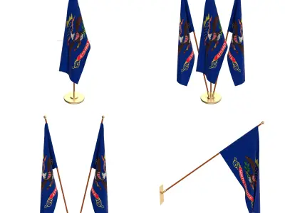 North Dakota Flag Pack 3D model