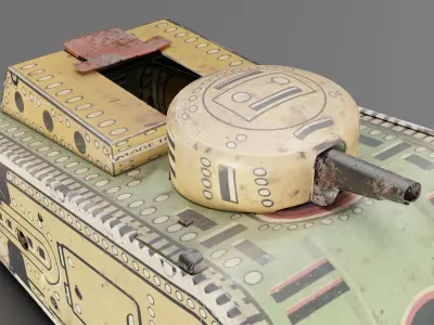 Vintage 1940s Childs Toy Tank - PBR 3D model
