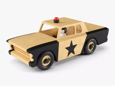 Wooden Toy Police Car 3D model