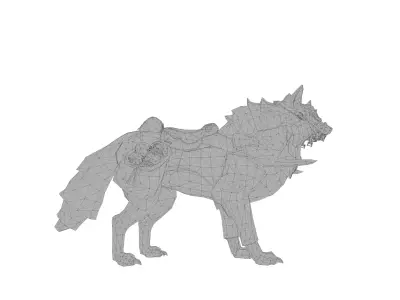 Armored Battle Wolf  Fantasy Creature Low-poly 3D model