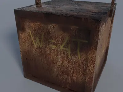 Rusted Weight Metal Box with Pad Eyes Low-poly 3D model