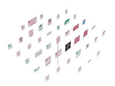 Road Sign US R7 Series Parking 3D model