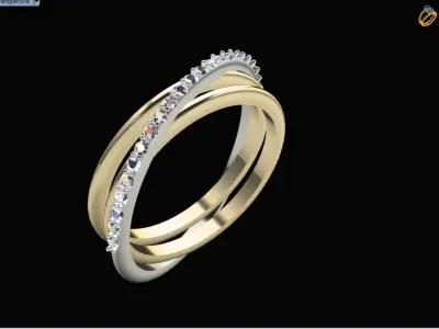 3 line Ring size 55 3D model 3D print model
