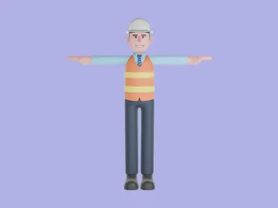 Stylized 3D Male Architect Character - Cartoon Builder Man 3D model