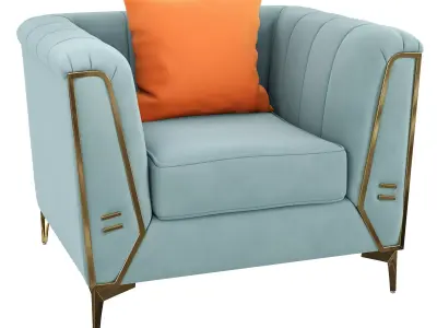 Homary-Modern Luxury Upholstered Leath-aire Accent Chair 3D model