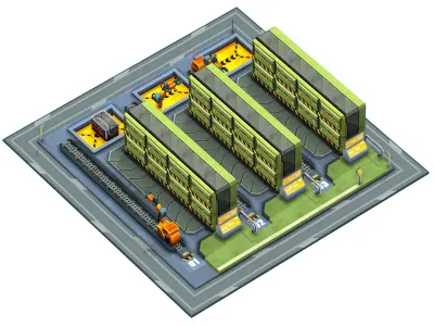 isometrical WareHouse platform upgrade 02 Low-poly 3D model
