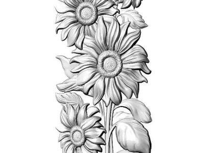 beautiful relief sunflowers 4 3D model