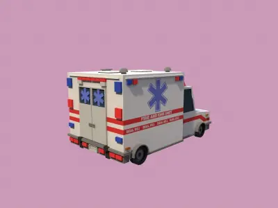 Lowpoly Ambulance Low-poly 3D model