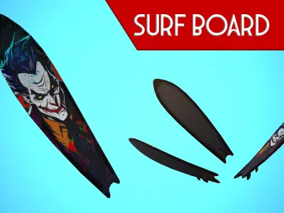 SURF BOARD 16 CARTOON STYLIZED Low-poly 3D model