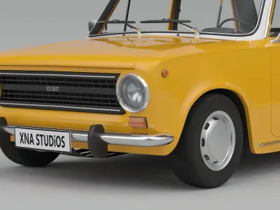 Fiat 124 1974 Low-poly 3D model