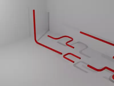 Pipes set room with lines Low-poly 3D model