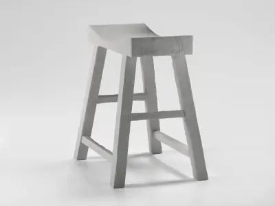 Old Wooden Chair Low-poly 3D model