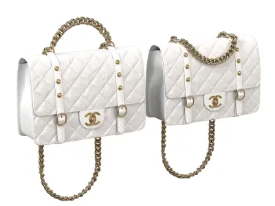 Vintage Flap Bag Aged Calfskin White Low-poly 3D model