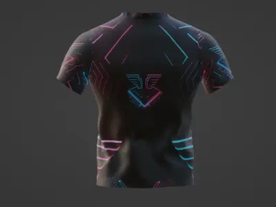 Sports mens T-shirt with print 3D model