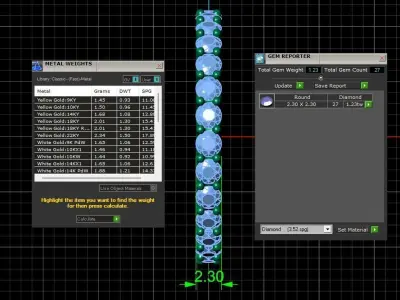 U Shaped Eternity Ring 2 point 3 mm stone size swiss 17 and EU57 3D print model