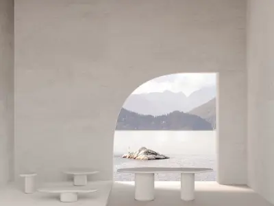 5 Abstract table set scenes 3D model