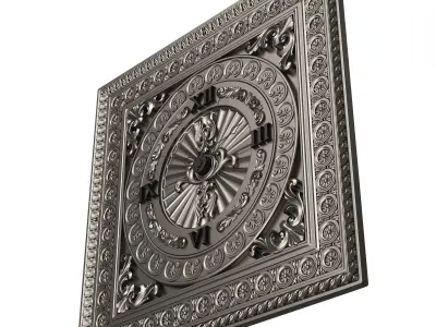 Classic Wall Clock 05 Chrome Low-poly 3D model