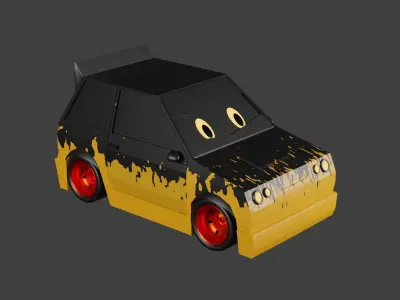 Rigged Low-Poly Car Model  Low-poly 3D model
