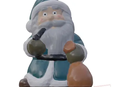 Multicolor Pack of cute Santa claus   LowPoly 3D model