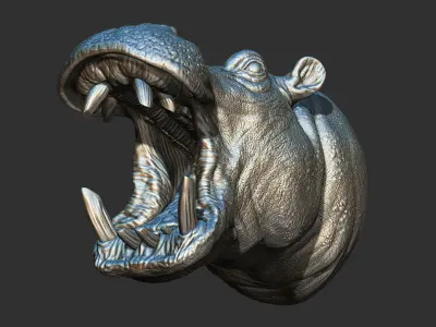 Hippopotamus head 3D print model