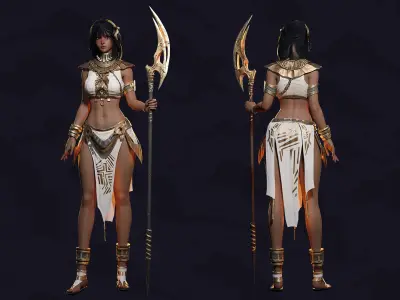Ancient Girl Zariya - Game Ready Low-poly 3D model