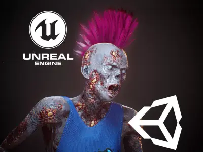 Zombie Boy game character for Horror games Low-poly 3D model