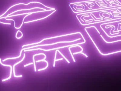 over 50s Neon Lights Asset collection for blender 3D model