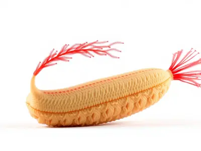 Giant Tube Worm Model with Red Plume Low-poly 3D model