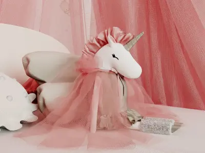 Kids bed with decor 3D model