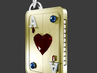 Gold Ace of Hearts 3D 3D model