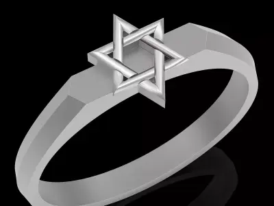 Star of David ring silver gold printabie jewelry 3D model 3D print model