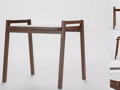 Wooden dining stool Free low-poly 3D model