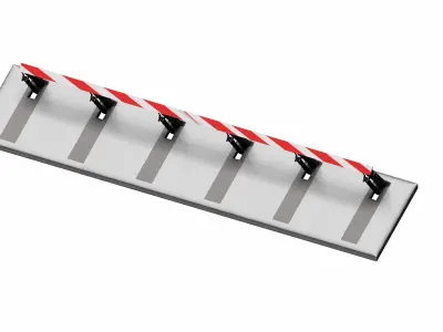 Metal chain car barricade Low-poly 3D model