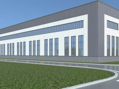 Industrial Building Factory 3D model 2