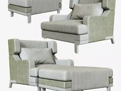 Fauteuil Basil Pouf Otto 3D model