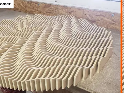 Parametric Wavy Wooden Wall Decor - 15 - CNC files for cutting 3D model