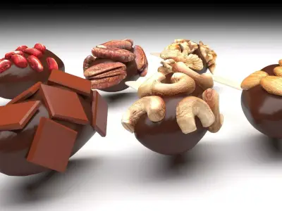Banana Cake Pops Set 3D model