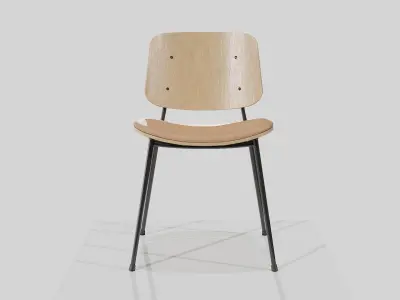 Soborg Metal Base-Model 3061-oak lacquered and dark steel Low-poly 3D model