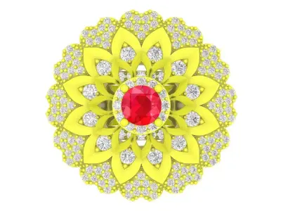 Luxury Floral Halo Gemstone Ring 3D Model 4309 3D print model