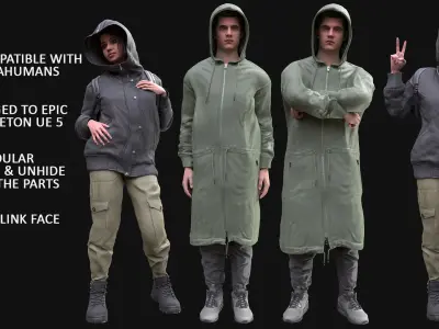 Mens and Womens Autumn Outfits - Modular - Rigged 3D Model Collection