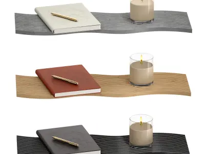 Decorative set - notepad pen candle stand 3D model