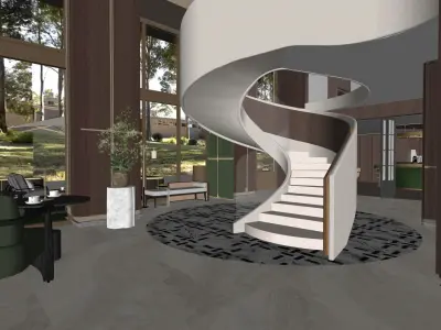 A modern real estate sales center 3D model 3D model