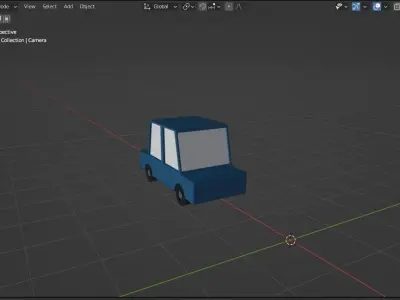 Cartoon Blue Low Poly Car Low-poly 3D model