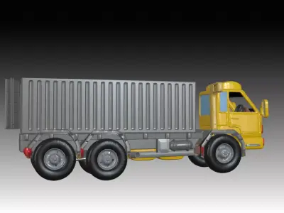 Low poly truck model realistic cargo truck model assets Low-poly 3D model