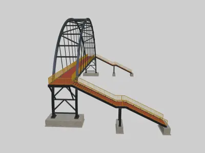 Steel Pedestrian Bridge-Arch Column Type-29 3D model