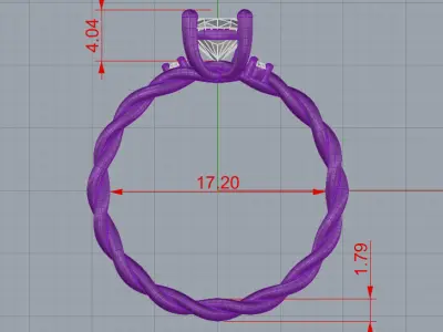 Solitaire ring with braided hoop Free 3D print model