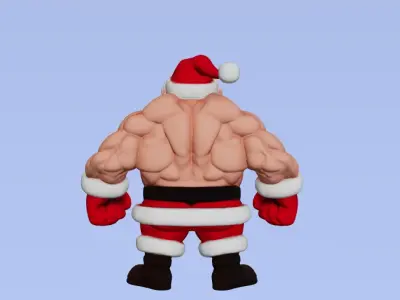 Strong Santa with Muscles Bust 3D Printable Buff Santa  3D print model