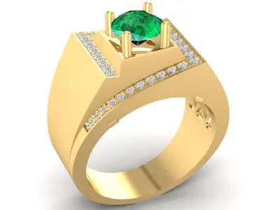 Modern Square Gemstone Ring for Men 2928 3D print model
