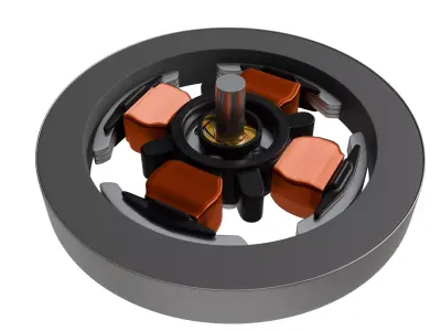 BLDC Motor with Fan Attachment Low-poly 3D model