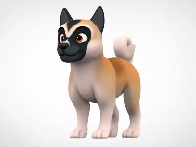 American Akita Low-poly 3D model
